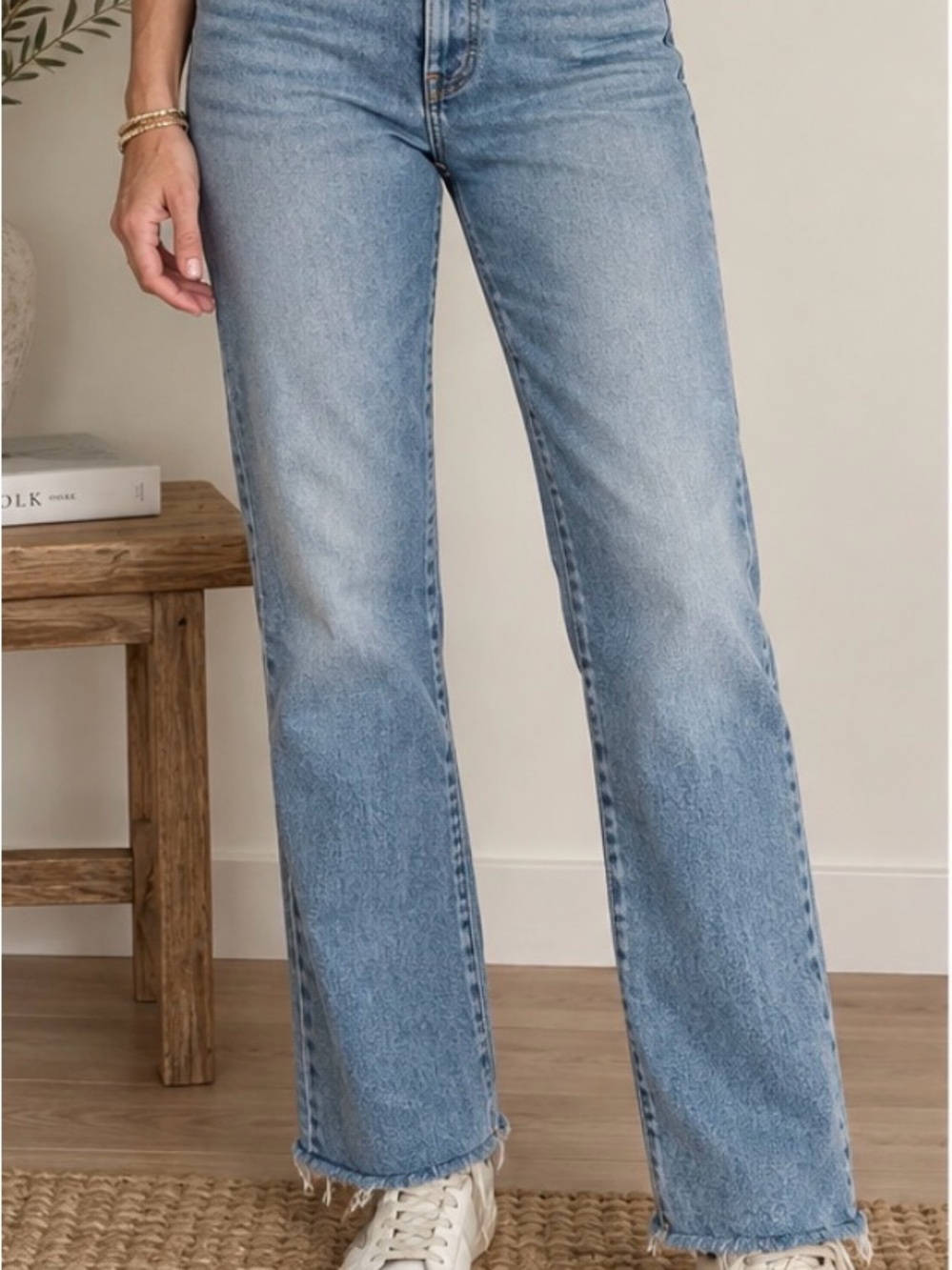 Mother Denim Scraper Cuff Ankle Fray Jeans high rise straight leg 28